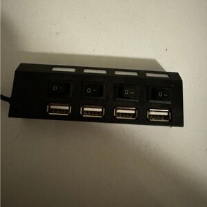 Black USB Hub with 4 Individual Switches